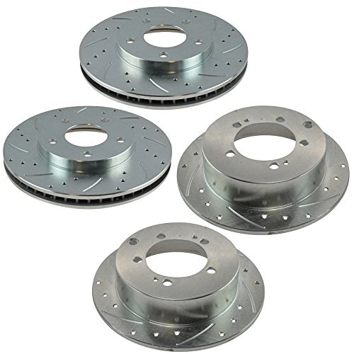 TRQ Performance Front & Rear Brake Rotors Set 4 Piece Premium G-Coated - style: BRA13980