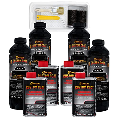 Custom Coat Black 1 Gallon Roll-On Urethane Truck Bed Liner Kit - color: Black, size: 1 Gallon Kit with Roller