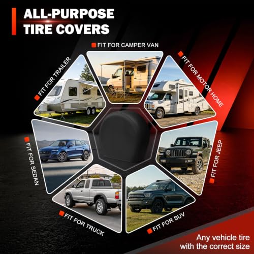 Explore Land Tire Covers 2 Pack Fit Tire Diameters 23-25.75 inch, Black - size: S (Fits Tire Diameters 23''-25.75''), style: Black - 2 Pack