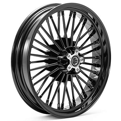 TOFR 18x3.5 16x3.5 Fat Spoke Wheels Black For Harley Touring Baggers 84-08 - color: Gloss Black, size: Front:18x3.5 Rear:16x3.5