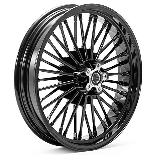 TOFR 18x3.5 16x5.5 Fat Spoke Wheels Set For Harley Softai Choppers 06-17 - color: Gloss Black, size: Front：18x3.5 Rear：16x5.5