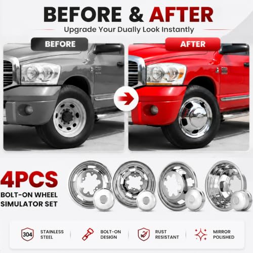 4X 17 Dually Wheel Simulators Fit for 2003-2018 Ram 3500/03-09 Ram 2500 - size: 17"#4