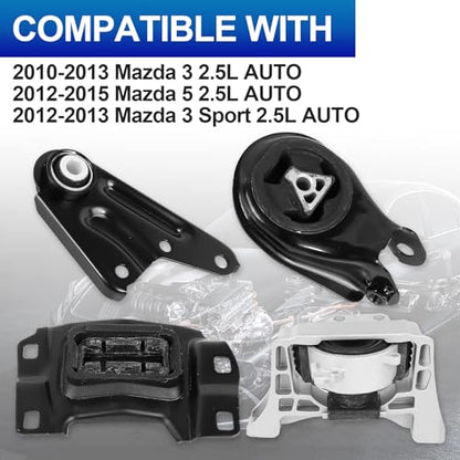 4PCS Engine Motor Mount Kit for Mazd 3 10-13 & Mazd 5 12-15 Auto - size: Mazda 3 10-15 Auto
