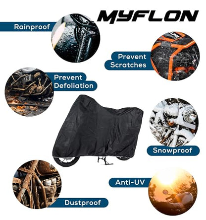 Motorcycle Cover, All Season, Universal, Waterproof, Sun, Outdoor and Indoor Protection & Myflon Motorcycles Vehicle Cover Size Medium - size: Medium