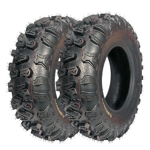 AT25x8-12 ATV Tires ATV＆UTV Trail Sand Off-Road Tires 25x8-12, All Terrain tries 17mm Tread Depth 25x8-12- 4PR, Tubeless 2PCS - size: DAV111 25X8-12