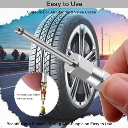 Tire Valve Stem Removal Tool Kit 2PCS,Presta Valve Core and Stainless Steel Schrader Stem Removal Tools, Car and Bike Valves Core Stem Puller Repair Kit - size: Schrader+Presta