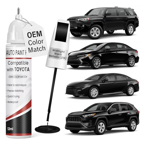 Midnight Black Metallic (218) Touch Up Paint for Toyota, 0.4 fl oz OEM Color Match Professional Grade Car Paint Scratch Remover for Avalon/RAV4/Camry/Corolla/Highlander/Prius/Sequoia/Sienna/Tacoma - color: Midnight Black Metallic
