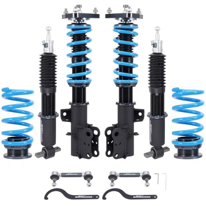 maXpeedingrods Coilover for Ford Mustang S550 2015-2023, 24 Levels Damper Adjustable Coilovers Suspension Kit Strut, Height Adjustable Shock Absorber, T6 Upgraded Lowering Kits Blue