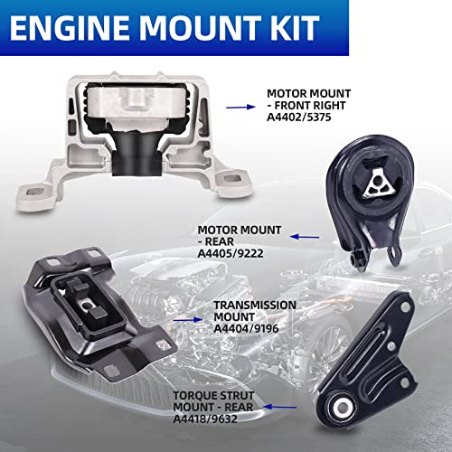 4-Piece Engine Motor Mount Set Compatible with 2004-2009 Mazd 3 2.0L - size: Mazda 3 04-09 2.0L
