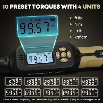 Digital Torque Wrench 3/8 Drive, 5.0-99.6 ft.lb ±1% Accuracy Electronic Torque Wrench Set with Buzzer and LED Inch Pound Torque Wrench with Spark Plug Socket for Car Repair Automobile Desert Tan - size: 3/8 Drive 6.8-135 N.m