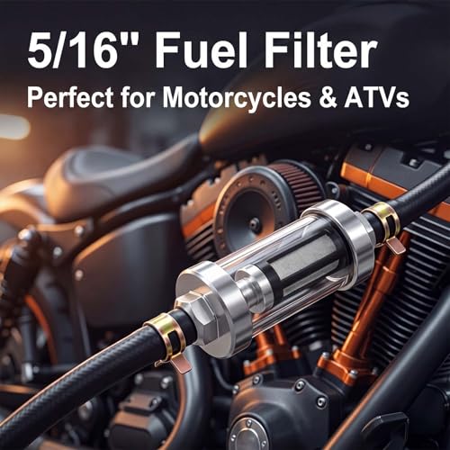 Universal 5/16" Inlet/Outlet Fuel Filter Clear View Glass - size: 5/16''