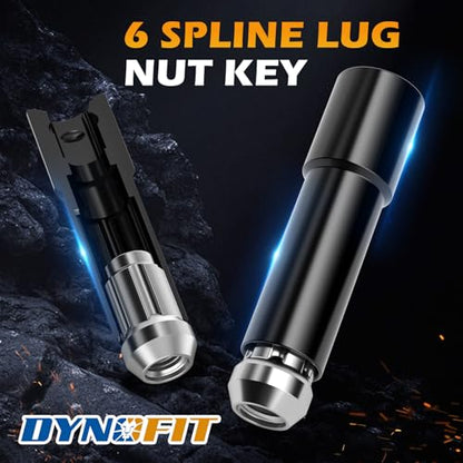 DYNOFIT 6 Point Spline Lug Nuts Key for Wrench with 1/2" Imperial Square Socket Drive,Tuner Socket Key Tool Compatible with 12x1.5 12x1.25 1/2"-20 Thread 6 Spline Lug Nuts,CR-V(Black,1 Pack) - color: Black, size: 6 Spline with 1/2" Socket Drive
