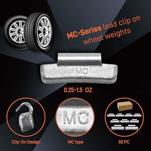 MC Type 0.5oz Wheel Weights Lead Clip on 50Pcs/Box Fits Alloy Rim - size: MC-0.50 Oz