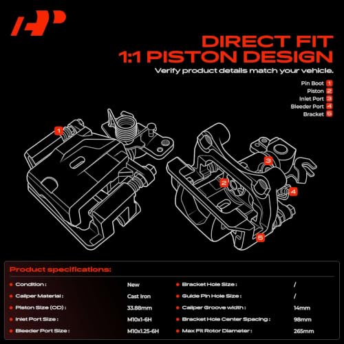 A-Premium Rear Left Driver Disc Brake Caliper with Bracket - style: Rear Driver Side