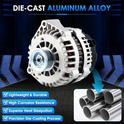 8302N6G1 Car Alternators Fit for Chevy Silverado 1500 HD, 500 Classic, Avalanche 1500, for GMC Sierra 1500, for Cadillac Escalade Automotive Replacement Alternator 10392759 15200268 400-12247 - size: #8302N-6G1 Alternator