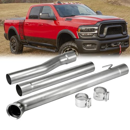 Stainless Steel Exhaust Pipe Kit for 2019-2025 Dodge Ram 2500/3500 6.7L 4" Powerstroke Diesel - size: for 2019-2025 Ram 2500/3500