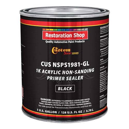 Custom Shop Premium 1K Acrylic Non-Sanding Primer Sealer Paint, Black, Gal - color: Black, size: 128 Fl Oz (Pack of 1)