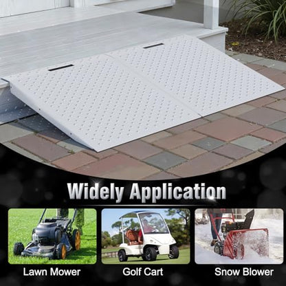 TOCRETOARE Shed Ramp, Heavy-Duty Loading Ramps for Lawn Mower, 29" L x 48" W Curb Ramp with Anti-Slip Punch Plate, 1500 lbs Capacity (29" L x 48" W) - size: 29" L x 48" W