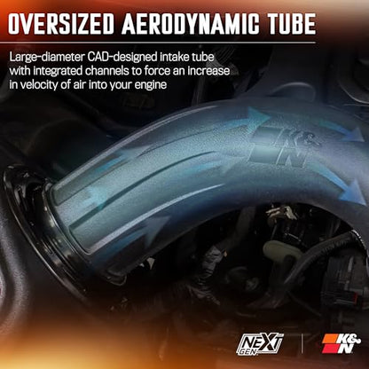 K&N NextGen Cold Air Intake System: High-Flow Cotton Filter: Compatible with 2019-2026 RAM 1500; 50-1578 - style: NextGen