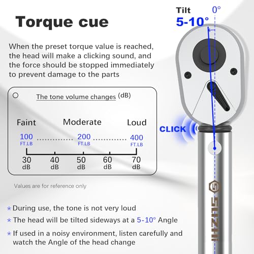 SuZhi 3/4'' inch drive 100-400 ft lb/136-542N.M Torque Wrench/Aluminum Alloy handle & Cr-Mo Material Head, Heavy Duty, Professional,Dual Direction, Store in Solid Case - size: 3/4'' 1pc