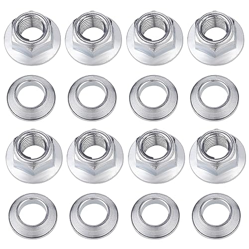 M10x1.25 ATV Locking Lug Nuts Set for Yamaha Blaster Banshee Raptor Warrior YFZ450 YFZ660 Kawasaki 400 Suzuki 400 - style: 8x M10 Flange Lug Nuts and 8X special tapered adaptors