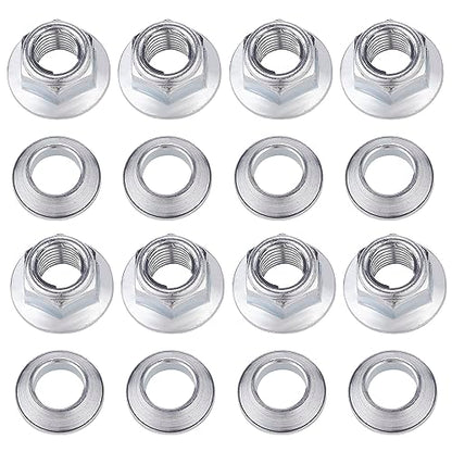 M10x1.25 ATV Locking Lug Nuts Set for Yamaha Blaster Banshee Raptor Warrior YFZ450 YFZ660 Kawasaki 400 Suzuki 400 - style: 8x M10 Flange Lug Nuts and 8X special tapered adaptors