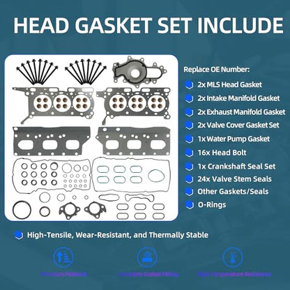3.5 Engine Head Gasket Set W/Head Bolt For Ford EcoBoost 2017-2021