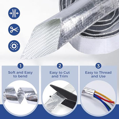 Automotive Heat Shield Sleeve 1-1/2"-22ft High Temp Sheathing Roll - size: 1-1/2"-22ft