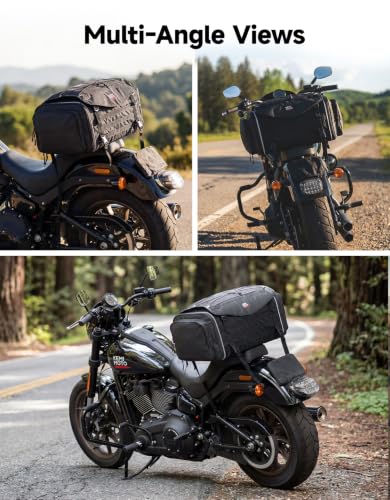 KEMIMOTO Motorcycle Travel Luggage Bags, Expandable Large Capacity Motorcycle Tail Bag, Waterproof Rear Rack Trunk, Motor Pannier Bag with Rain Cover and Straps 50L - size: 50L