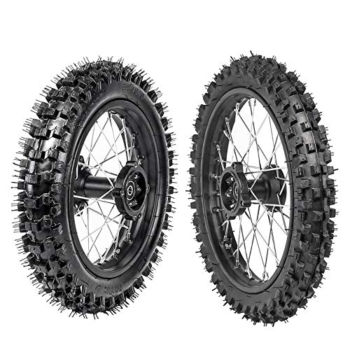 60/100-14 Front & 80/100-12 Rear Disc Brake Wheel Rim Tires With 15 Bearing for Pit Dirt Bike