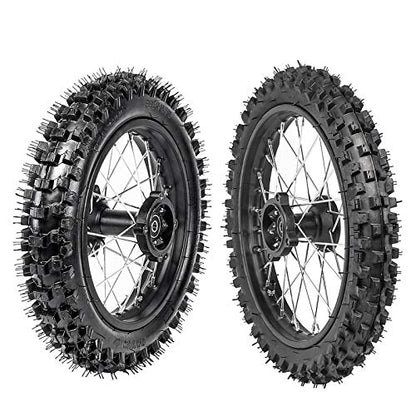 60/100-14 Front & 80/100-12 Rear Disc Brake Wheel Rim Tires With 15 Bearing for Pit Dirt Bike