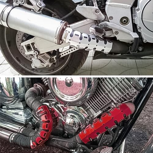 Larcele Motorcycle Exhaust Pipe Heat Shield Universal 9.8in/250mm MT/BHZ-01 - color: red