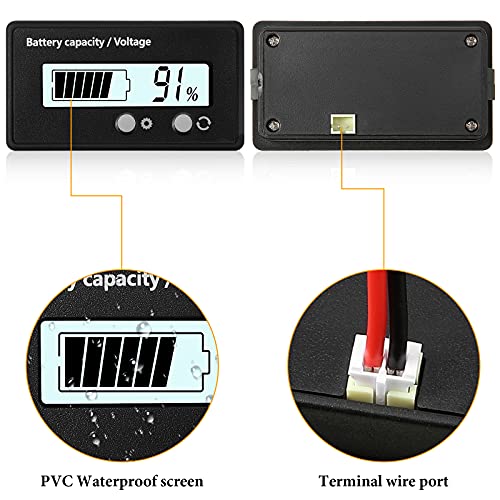 Frienda Golf Cart Battery Meter with Alarm, 12V-84V Compatible,White - color: White
