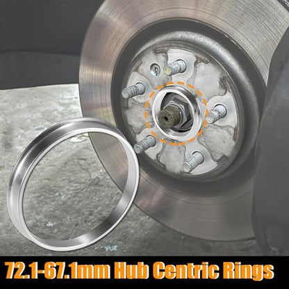 X AUTOHAUX 4pcs OD 72.1mm to ID 67.1mm Aluminum Alloy Hub Centric Rings - size: 72.1mm ID to 67.1mm OD