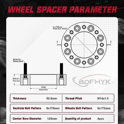 BDFHYK 8x170mm Wheel Spacers 2 Inch for Ford F-250 F-350 2003-2018 - size: 2 inch 8x6.7", style: Ford