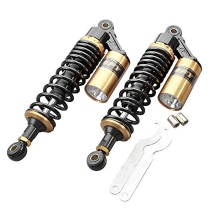 12.6" Universal Motorcycle Rear Air Shock Absorbers Adjustable - color: Gold