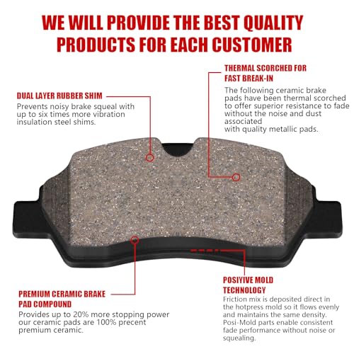 D1775 Rear Ceramic Brake Pads Kit Fit For Ford Transit-150 2015-2019, For Transit-250 2015-2019, For Transit-350 2015-2019, For Transit-350 HD 2015-2019 - style: HZ1775
