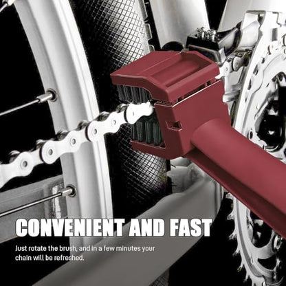 1PCS Bike or Motorcycle Chain Washer, Bicycle Cleaning Chain Double-Ended Brush, Black Durable Motor Chain Gears Cleaning Square Head Brushes, Universal Cleaning Tool (Red/1PCS) - color: Red/1PCS