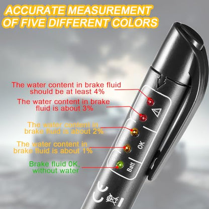 Mandark 2PCS Car Brake Fluid Liquid Tester Pen, 5 LED Indicators Auto Brake Diagnostic Testing Tool for DOT 3 DOT 4 DOT 5.1 Brake Fluid, Automotive Oil Moisture Analyzer, Universal for Most Vehicles - size: 2 Pcs