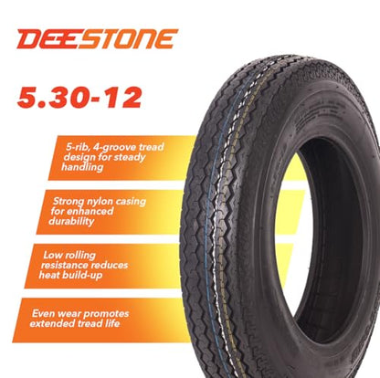 Deestone D901 Rib Highway Trailer, 5.30-12, 2 Tires, 8 Ply, Keychain - size: 5.30-12 8-Ply