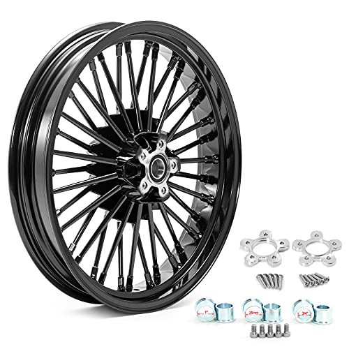 TOFR 18x3.5 18x3.5 Fat Spoke Wheels Black For Harley Touring Baggers 84-08 - color: Gloss Black, size: Front:18x3.5 Rear:18x3.5