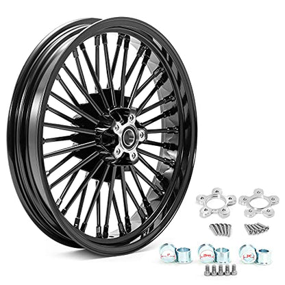TOFR 18x3.5 18x3.5 Fat Spoke Wheels Black For Harley Touring Baggers 84-08 - color: Gloss Black, size: Front:18x3.5 Rear:18x3.5