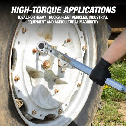 OEMTOOLS 25688 3/4 Drive Socket Torque Wrench, Ratchet Click Style, 100-600 Ft/Lb., 135.5 - 813.5 Nm, Accurate to +/-4%, 43 Inches Long - color: Chrome, size: 3/4" Dr. 100-600 Ft/Lbs