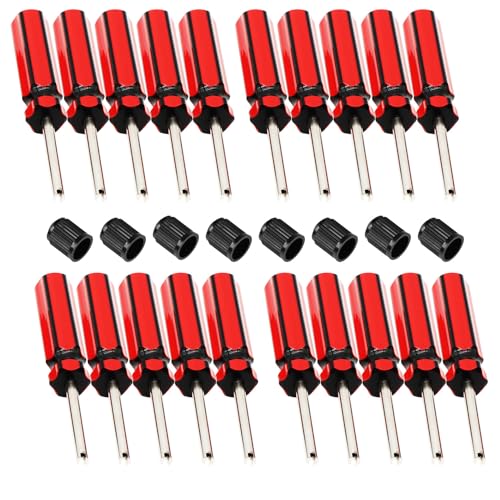20 Pcs 6523339 Valve Core Removal Tool w/ 8 Tire Valve dust Cap Automotive Car Motorcycle Truck Bike Screwdriver Valve Stem Core Remover Tire Repair Install Tool