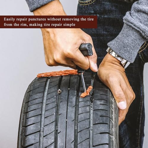 50 PCS Tire Repair Strings, 4" × 1/4" Auto Tire Plug Insert String Self Vulcanizing Strips Kit, Heavy Duty Rubber Repair Plugs for Car Truck Motorcycle Tubeless Tires