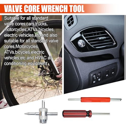 ZIMISI 3PCS Tire Valve Stem Removal Tool Kit, Includes Single & Double Heads Valve Core Remover, 4-Way Valves Tool, Multifunctional Tire Installer Repair Kit Suitable for Car, Truck, Bicycle