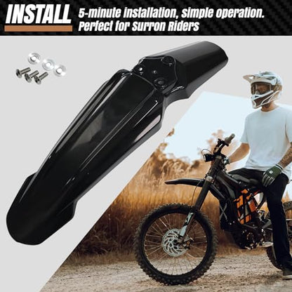 Dirt Bike Front Fender,Dirtbike Front Fender for Sur Ron/Surron/Light Bee/X160/X260, Black (Not Fits RST Fork) - style: Black