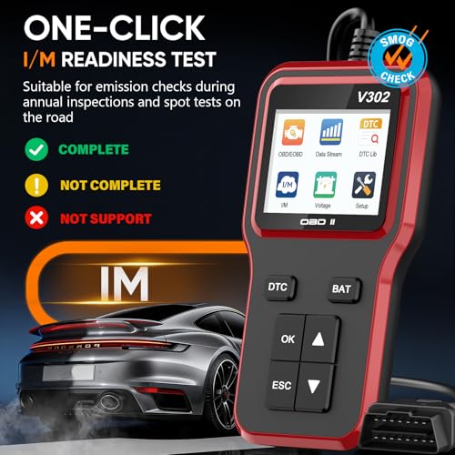 OBD2 Scanner and Battery Tester, Vehicle Code Reader for Check Engine Light - color: Red