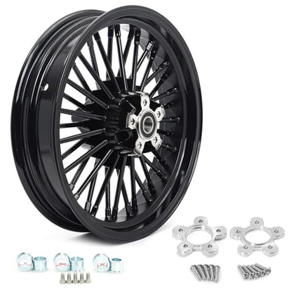TOFR 16x3.5 16x3.5 Fat Spokes Wheels Black For Harley Touring Baggers 00-07 - color: Gloss Black, size: Front:16x3.5 Rear:16x3.5