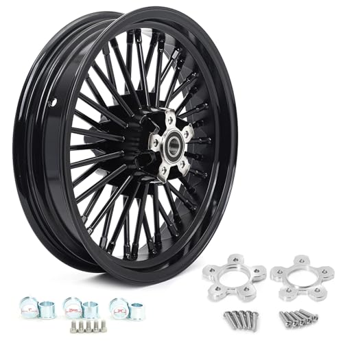 TOFR 16x3.5 16x3.5 Fat Spoke Black Wheels For Harley Touring Baggers 84-08 - color: Gloss Black, size: Front:16x3.5 Rear:16x3.5